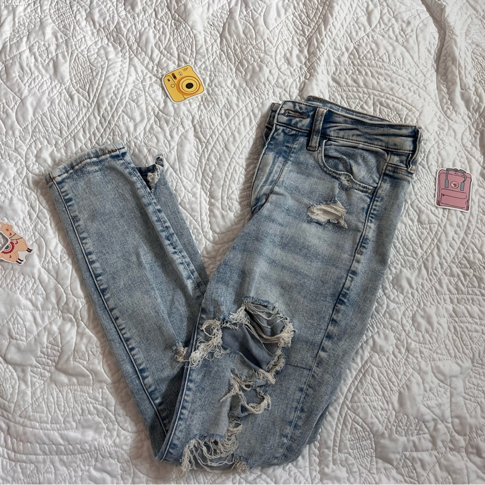 American Eagle Outfitters Blue Skinny Jeans Distressed